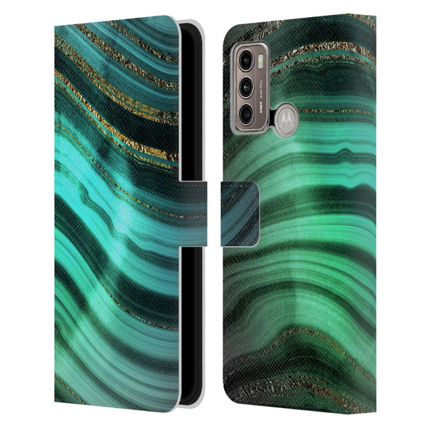 UtArt Malachite Emerald Glitter Gradient Leather Book Wallet Case Cover For Motorola Moto G60 / Moto G40 Fusion