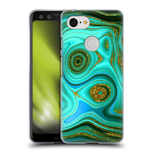 UtArt Malachite Emerald Liquid Gem Soft Gel Case for Google Pixel 3