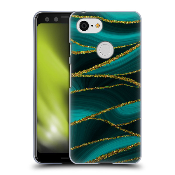UtArt Malachite Emerald Turquoise Shimmers Soft Gel Case for Google Pixel 3