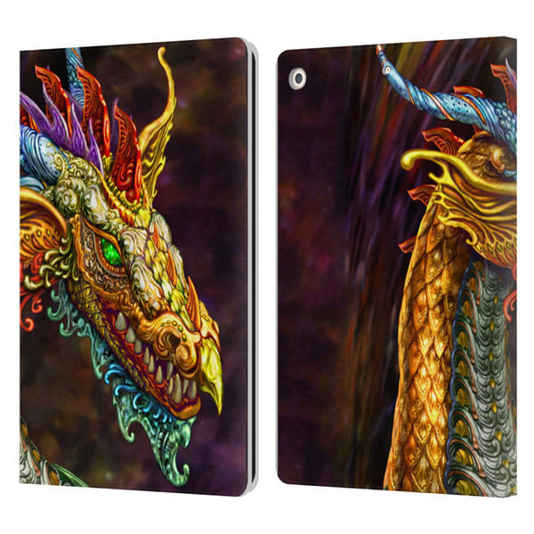 Myles Pinkney Mythical Silver Dragon Leather Book Wallet Case Cover For Apple iPad 10.2 2019/2020/2021