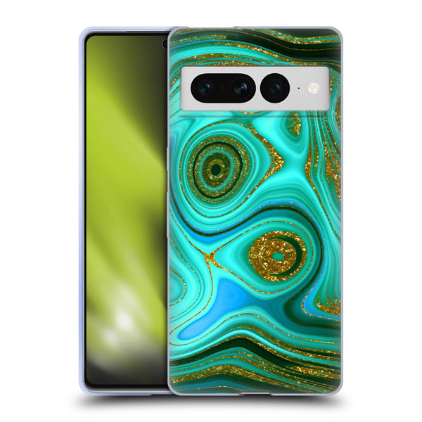 UtArt Malachite Emerald Liquid Gem Soft Gel Case for Google Pixel 7 Pro