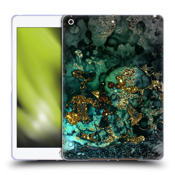 UtArt Malachite Emerald Gold And Seafoam Green Soft Gel Case for Apple iPad 10.2 2019/2020/2021