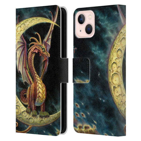 Myles Pinkney Mythical Moon Dragon Leather Book Wallet Case Cover For Apple iPhone 13