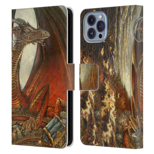 Myles Pinkney Mythical Treasure Dragon Leather Book Wallet Case Cover For Apple iPhone 14