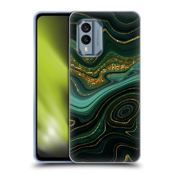 UtArt Malachite Emerald Gilded Teal Soft Gel Case for Nokia X30