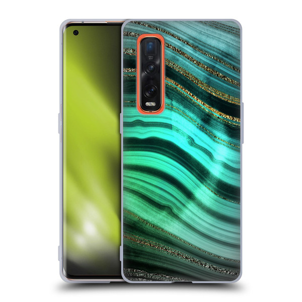 UtArt Malachite Emerald Glitter Gradient Soft Gel Case for OPPO Find X2 Pro 5G