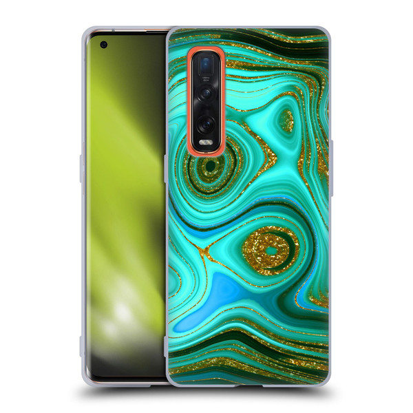 UtArt Malachite Emerald Liquid Gem Soft Gel Case for OPPO Find X2 Pro 5G