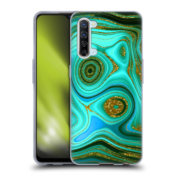 UtArt Malachite Emerald Liquid Gem Soft Gel Case for OPPO Find X2 Lite 5G