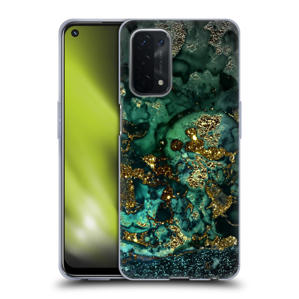 UtArt Malachite Emerald Gold And Seafoam Green Soft Gel Case for OPPO A54 5G