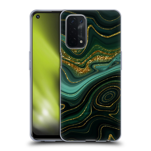 UtArt Malachite Emerald Gilded Teal Soft Gel Case for OPPO A54 5G