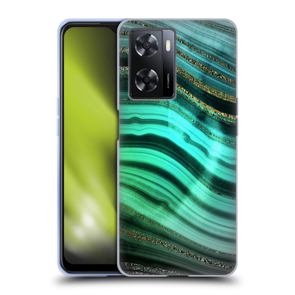 UtArt Malachite Emerald Glitter Gradient Soft Gel Case for OPPO A57s