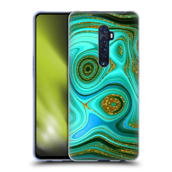 UtArt Malachite Emerald Liquid Gem Soft Gel Case for OPPO Reno 2