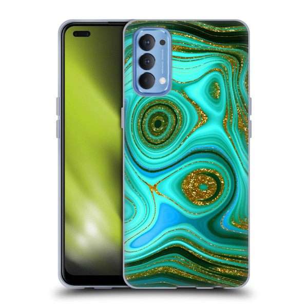 UtArt Malachite Emerald Liquid Gem Soft Gel Case for OPPO Reno 4 5G