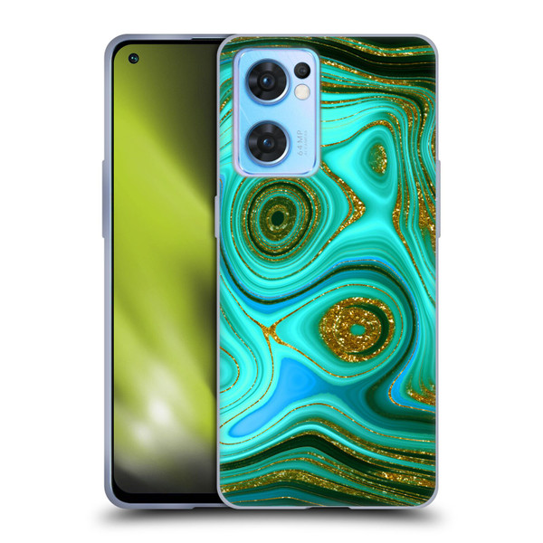 UtArt Malachite Emerald Liquid Gem Soft Gel Case for OPPO Reno7 5G / Find X5 Lite