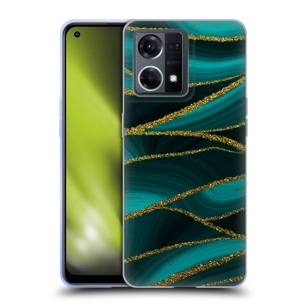 UtArt Malachite Emerald Turquoise Shimmers Soft Gel Case for OPPO Reno8 4G