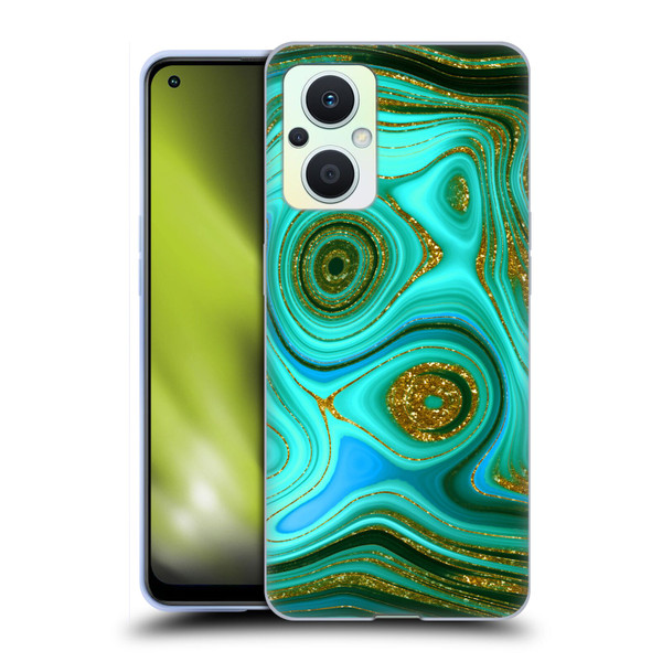 UtArt Malachite Emerald Liquid Gem Soft Gel Case for OPPO Reno8 Lite