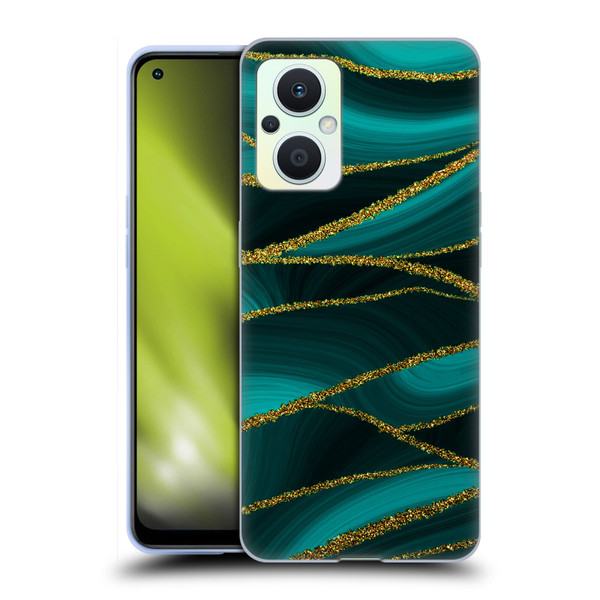 UtArt Malachite Emerald Turquoise Shimmers Soft Gel Case for OPPO Reno8 Lite