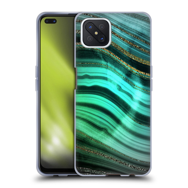 UtArt Malachite Emerald Glitter Gradient Soft Gel Case for OPPO Reno4 Z 5G