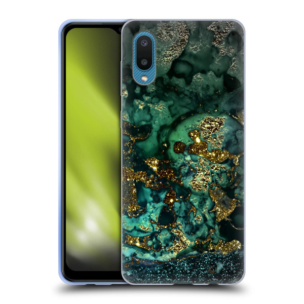 UtArt Malachite Emerald Gold And Seafoam Green Soft Gel Case for Samsung Galaxy A02/M02 (2021)