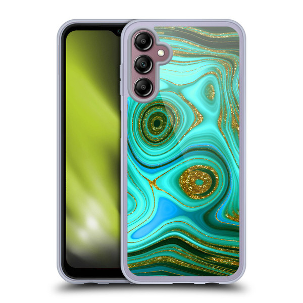 UtArt Malachite Emerald Liquid Gem Soft Gel Case for Samsung Galaxy A14 5G