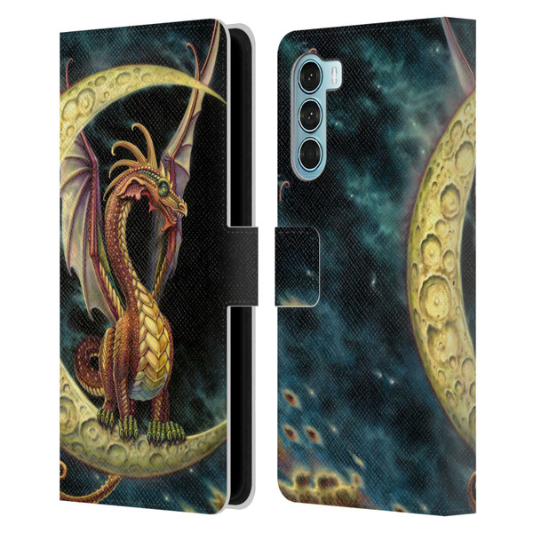 Myles Pinkney Mythical Moon Dragon Leather Book Wallet Case Cover For Motorola Edge S30 / Moto G200 5G