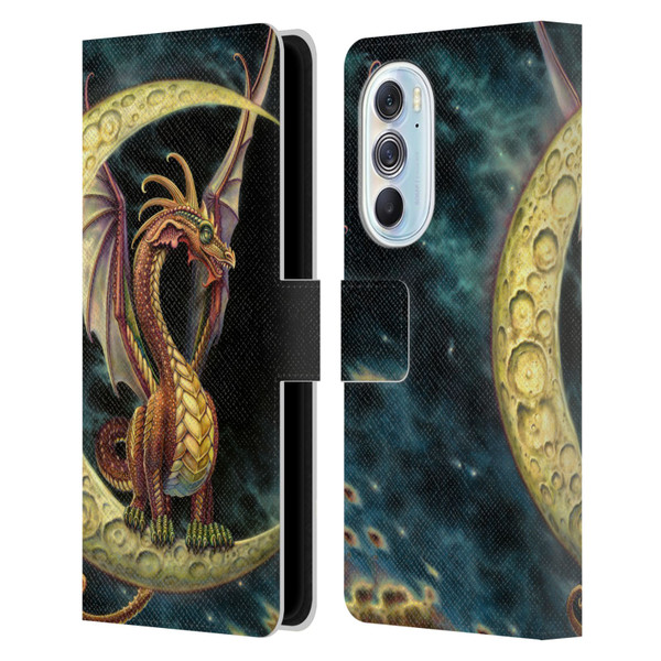Myles Pinkney Mythical Moon Dragon Leather Book Wallet Case Cover For Motorola Edge X30