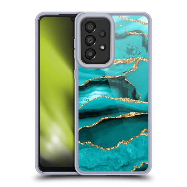 UtArt Malachite Emerald Aquamarine Gold Waves Soft Gel Case for Samsung Galaxy A33 5G (2022)