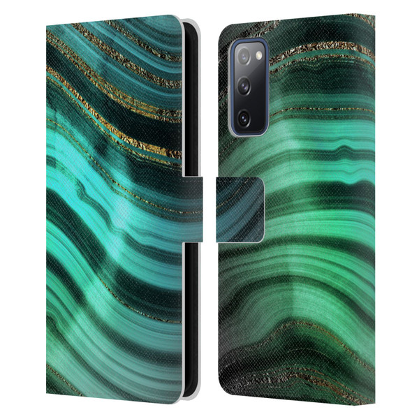 UtArt Malachite Emerald Glitter Gradient Leather Book Wallet Case Cover For Samsung Galaxy S20 FE / 5G