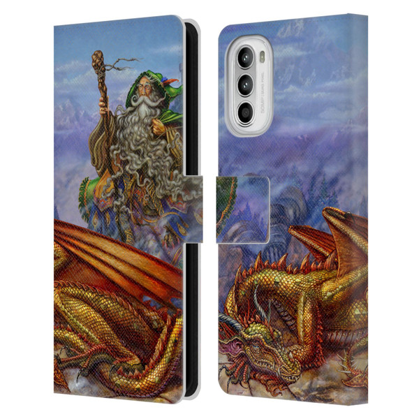 Myles Pinkney Mythical Dragonlands Leather Book Wallet Case Cover For Motorola Moto G52