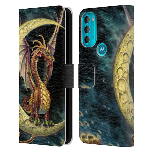 Myles Pinkney Mythical Moon Dragon Leather Book Wallet Case Cover For Motorola Moto G71 5G