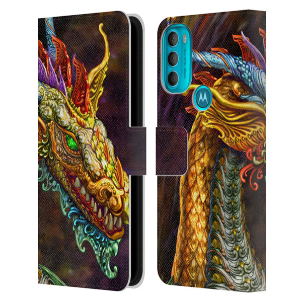 Myles Pinkney Mythical Silver Dragon Leather Book Wallet Case Cover For Motorola Moto G71 5G