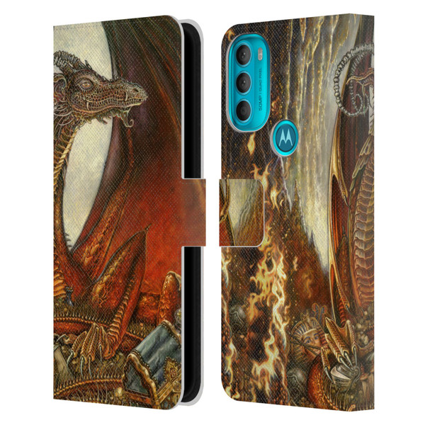 Myles Pinkney Mythical Treasure Dragon Leather Book Wallet Case Cover For Motorola Moto G71 5G