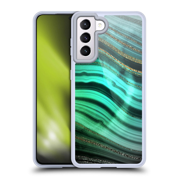 UtArt Malachite Emerald Glitter Gradient Soft Gel Case for Samsung Galaxy S21 5G