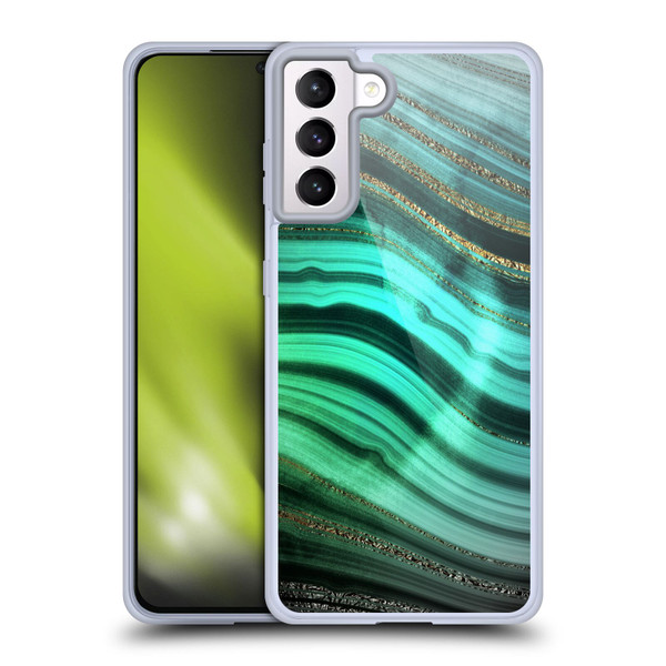 UtArt Malachite Emerald Glitter Gradient Soft Gel Case for Samsung Galaxy S21+ 5G