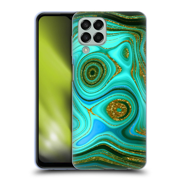 UtArt Malachite Emerald Liquid Gem Soft Gel Case for Samsung Galaxy M33 (2022)