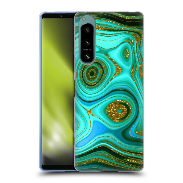 UtArt Malachite Emerald Liquid Gem Soft Gel Case for Sony Xperia 5 IV