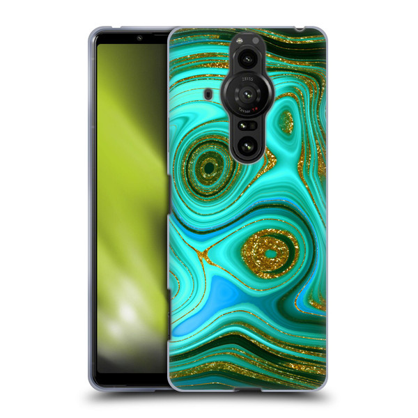 UtArt Malachite Emerald Liquid Gem Soft Gel Case for Sony Xperia Pro-I