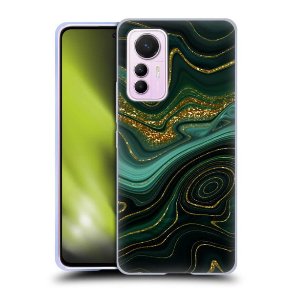 UtArt Malachite Emerald Gilded Teal Soft Gel Case for Xiaomi 12 Lite
