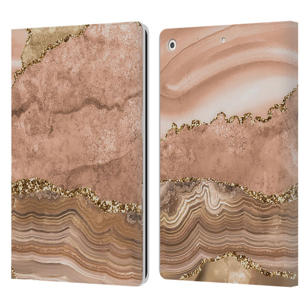 UtArt Wild Cat Marble Beige Gold Leather Book Wallet Case Cover For Apple iPad 10.2 2019/2020/2021