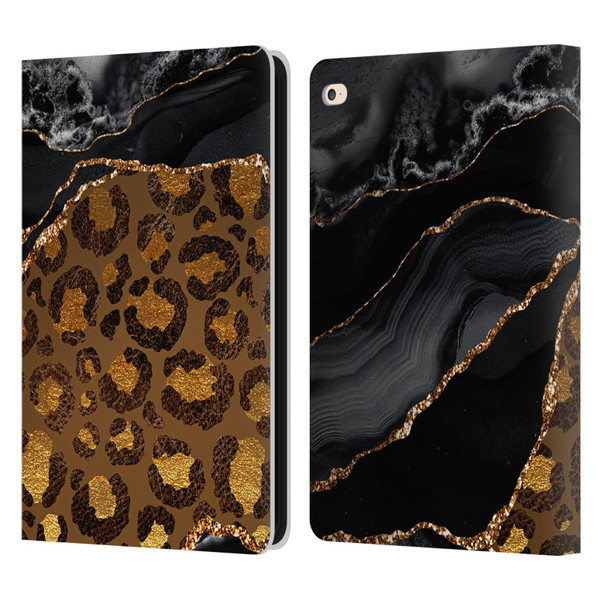 UtArt Wild Cat Marble Dark Gilded Leopard Leather Book Wallet Case Cover For Apple iPad Air 2 (2014)