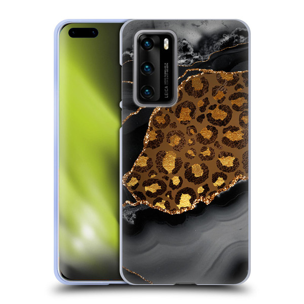 UtArt Wild Cat Marble Dark Gilded Leopard Soft Gel Case for Huawei P40 5G