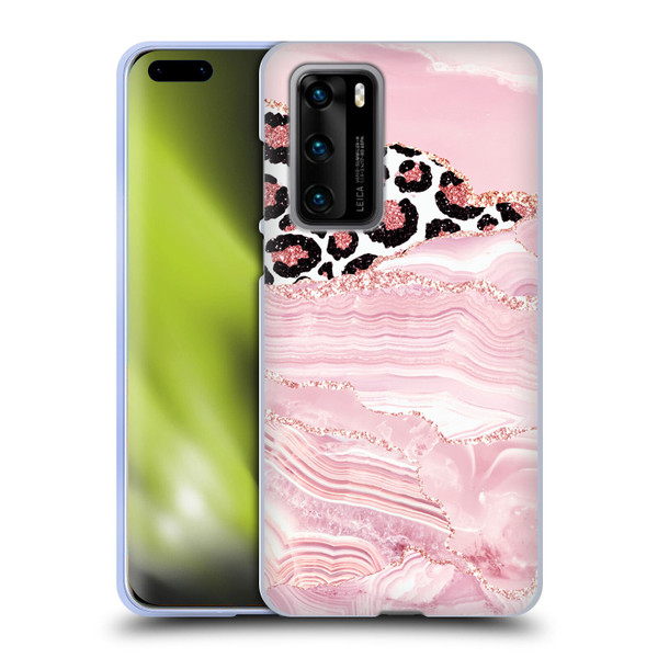 UtArt Wild Cat Marble Pink Glitter Soft Gel Case for Huawei P40 5G