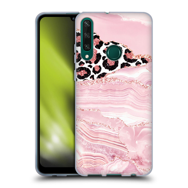 UtArt Wild Cat Marble Pink Glitter Soft Gel Case for Huawei Y6p