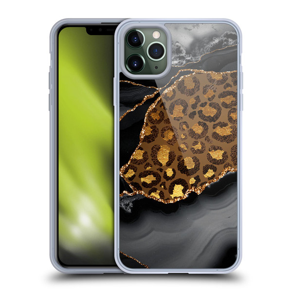 UtArt Wild Cat Marble Dark Gilded Leopard Soft Gel Case for Apple iPhone 11 Pro Max
