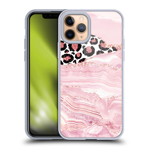 UtArt Wild Cat Marble Pink Glitter Soft Gel Case for Apple iPhone 11 Pro