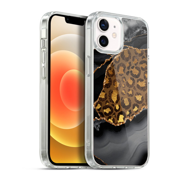 UtArt Wild Cat Marble Dark Gilded Leopard Soft Gel Case for Apple iPhone 12 / iPhone 12 Pro & MagSafe