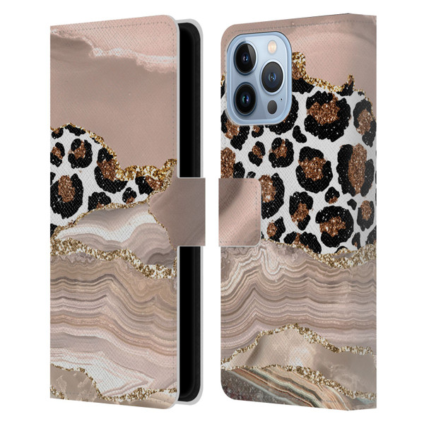 UtArt Wild Cat Marble Cheetah Waves Leather Book Wallet Case Cover For Apple iPhone 13 Pro Max