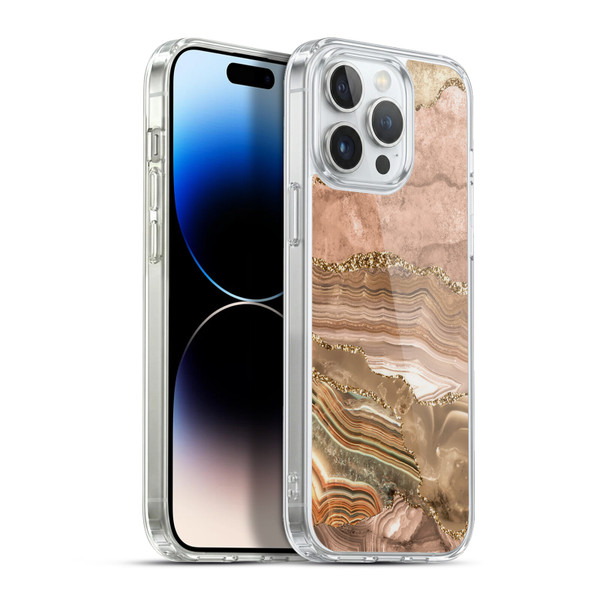 UtArt Wild Cat Marble Beige Gold Soft Gel Case for Apple iPhone 13 Pro Max & MagSafe