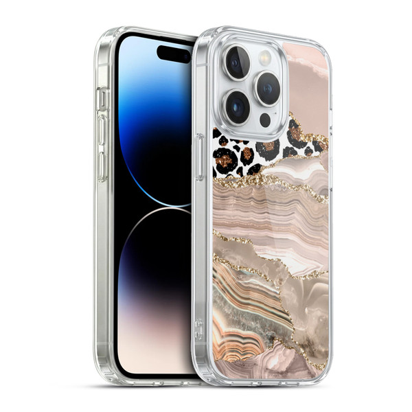 UtArt Wild Cat Marble Cheetah Waves Soft Gel Case for Apple iPhone 13 Pro & MagSafe