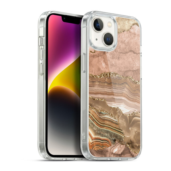UtArt Wild Cat Marble Beige Gold Soft Gel Case for Apple iPhone 14